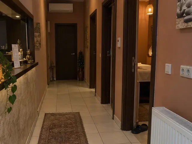 Fayans zeminli, halılı salon koridoru — Beşiktaş, Masaj Salonun